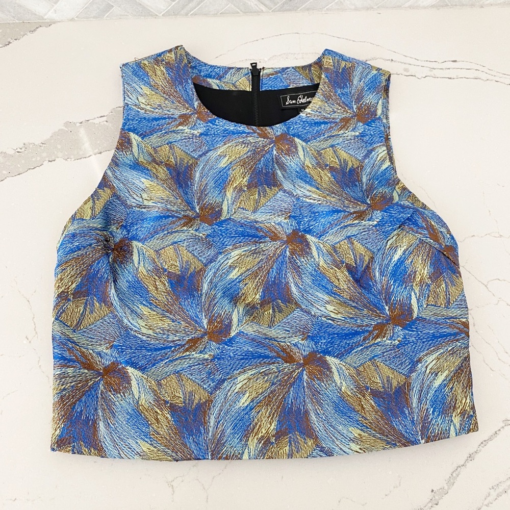 Sam Edelman Jacquard Zip Back Crop Top